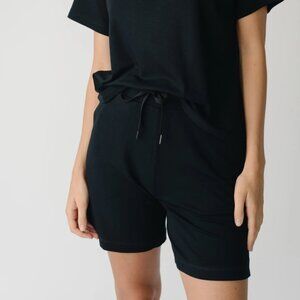 Cozy Earth Women's Black Brushed Bamboo Mid-Length Shorts Size Large